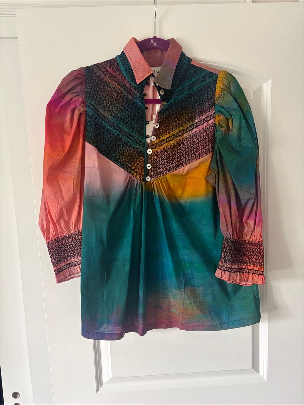 Anthropologie Colorful Tie-Dye Long Sleeve blouse - Picture 9 of 10